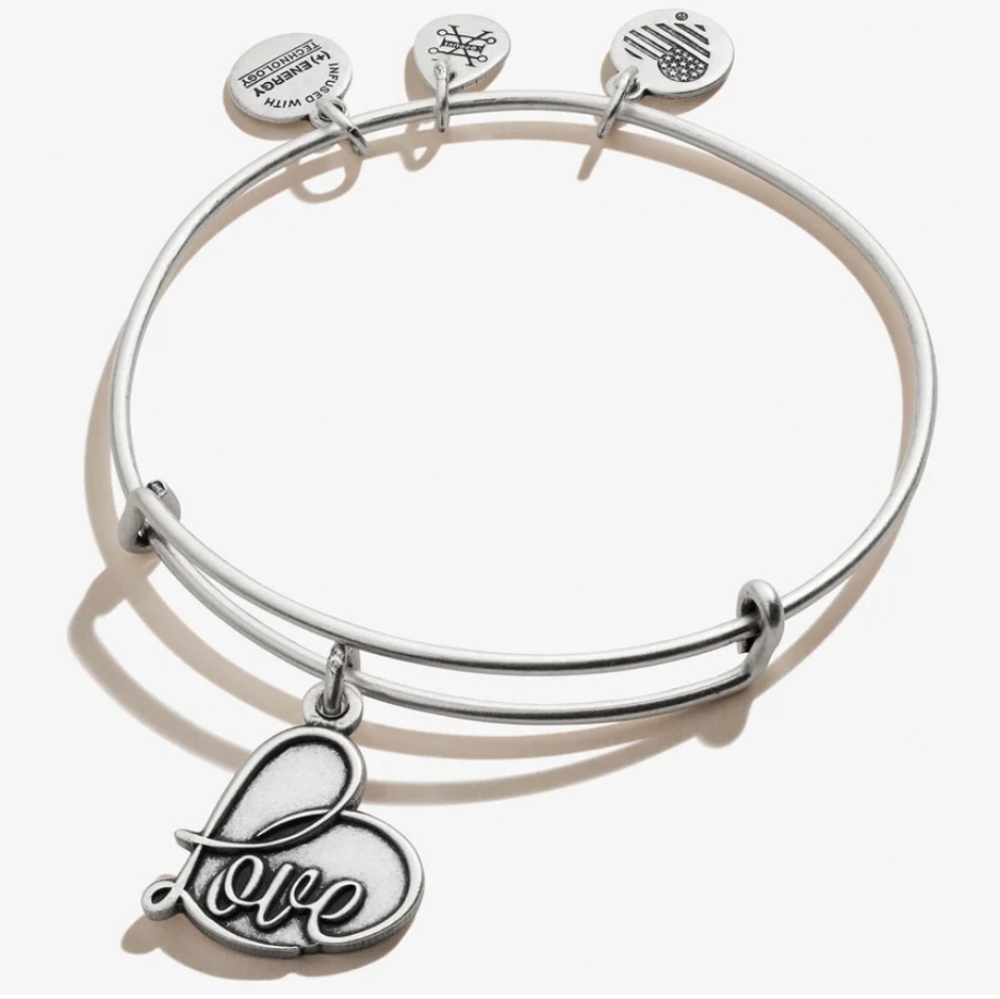 NWT Alex & Ani Love Heart Charm Bangle Bracelet